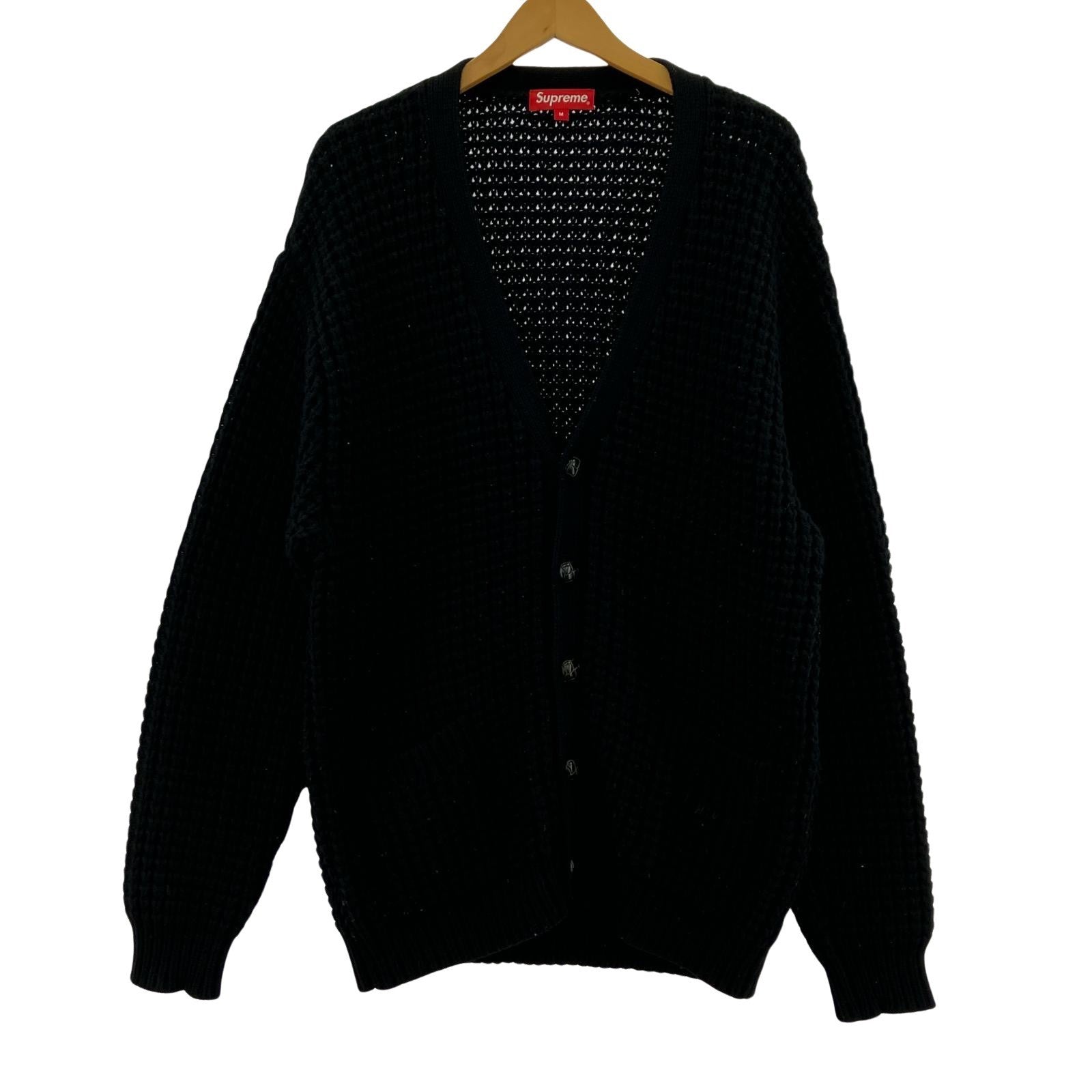 カーディガン 21AW Waffle Knit Cardigan 黒 (M) M ブラック