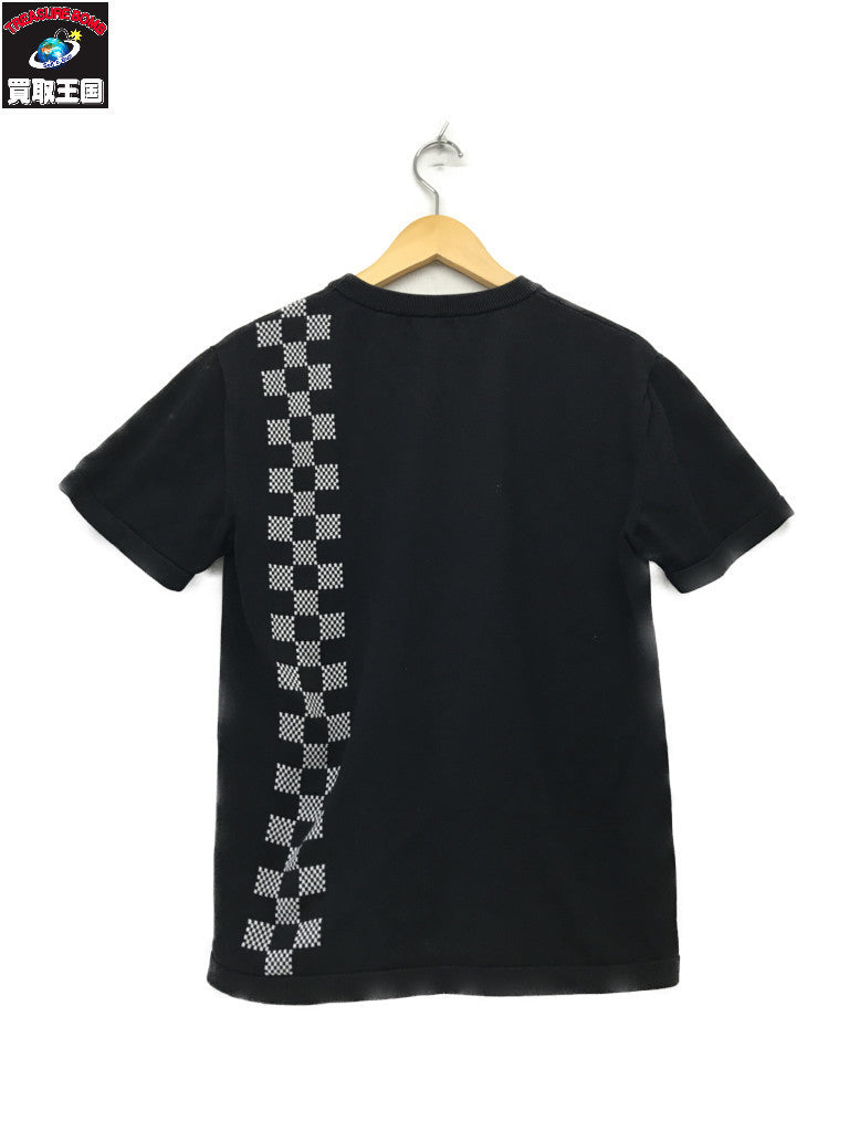 ジャガードTシャツ ダミエストライプ 黒 (S)