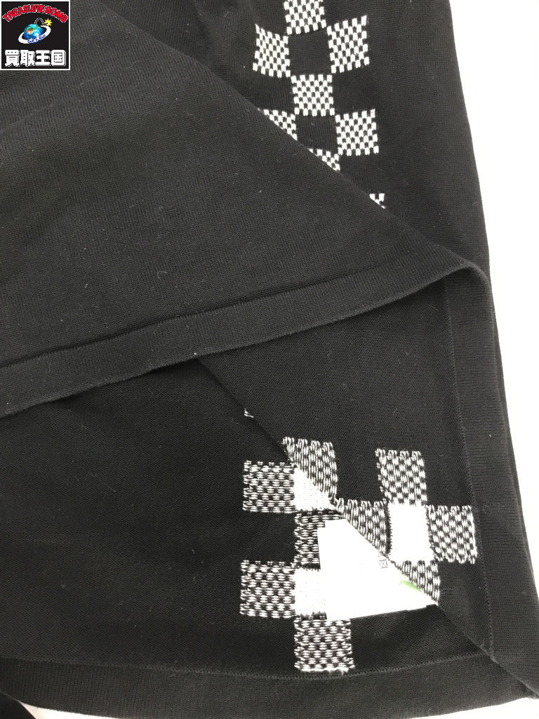 ジャガードTシャツ ダミエストライプ 黒 (S)