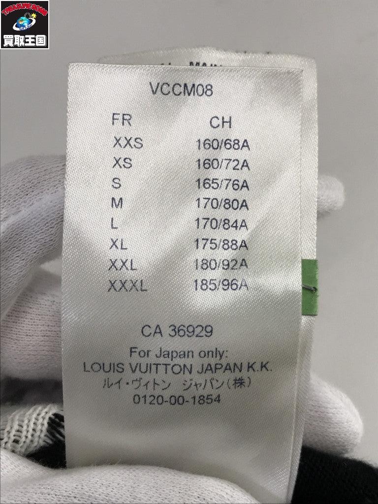 ジャガードTシャツ ダミエストライプ 黒 (S)