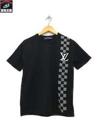 ジャガードTシャツ ダミエストライプ 黒 (S)