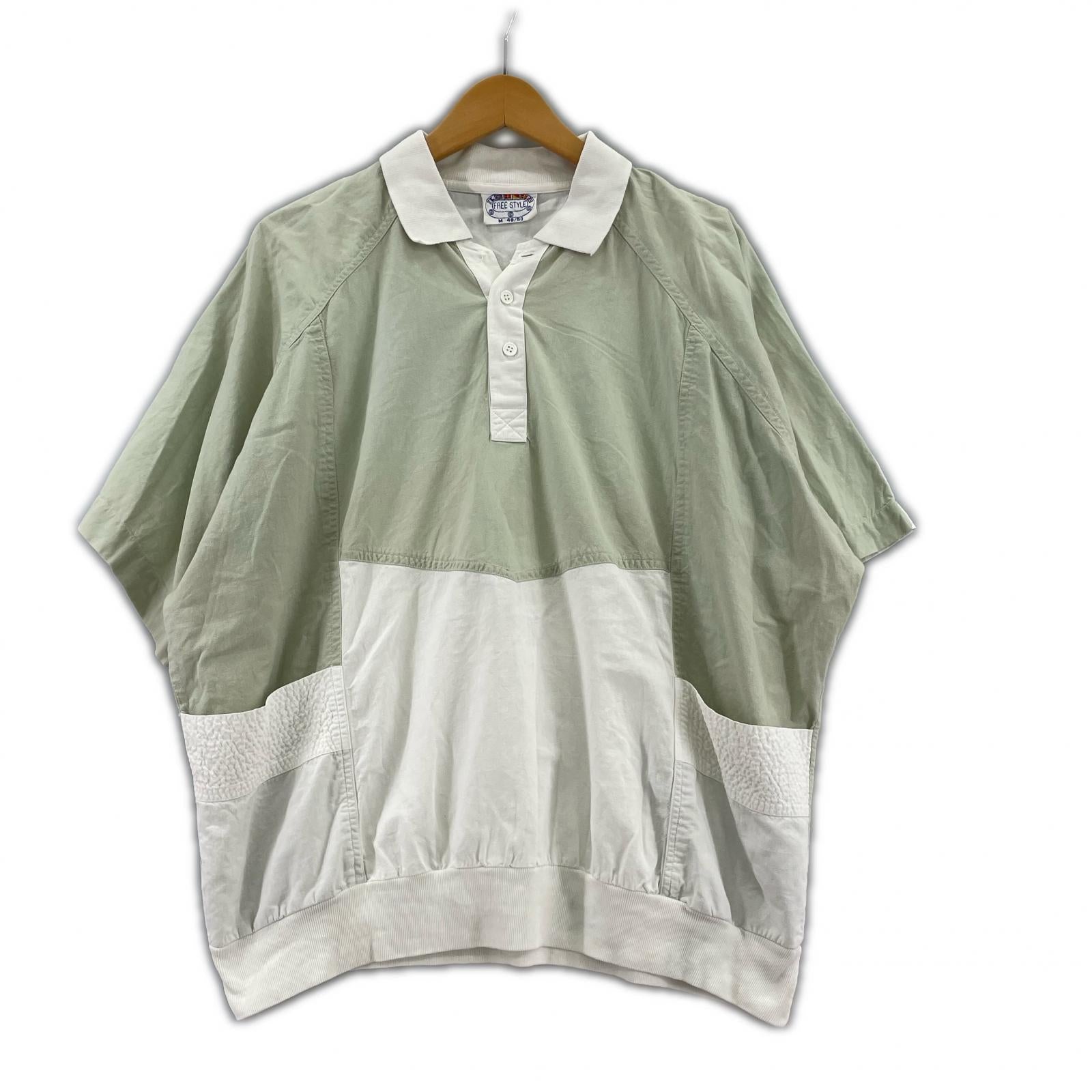ポロシャツ 80s S/S 切替ドルマンポロシャツ 緑 M M グリーン