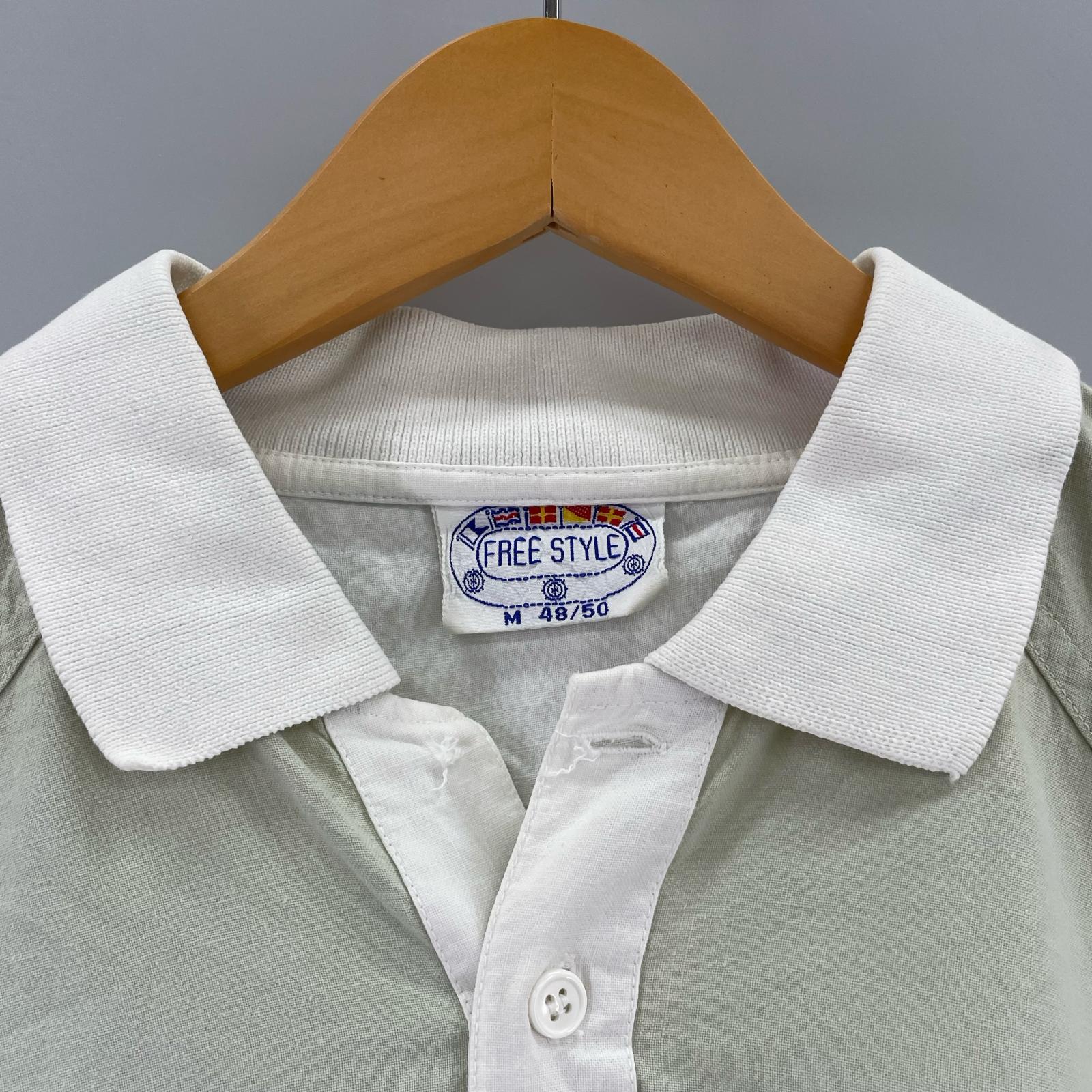 ポロシャツ 80s S/S 切替ドルマンポロシャツ 緑 M M グリーン
