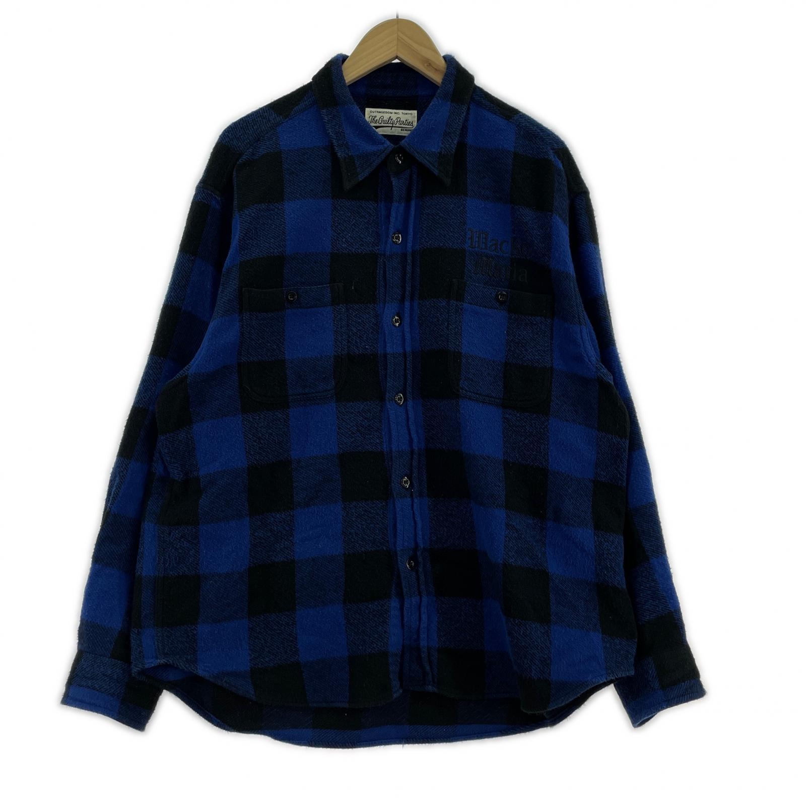 長袖シャツ 24SS BLOOK CHECK ネルシャツ ブルー/ブラック XL