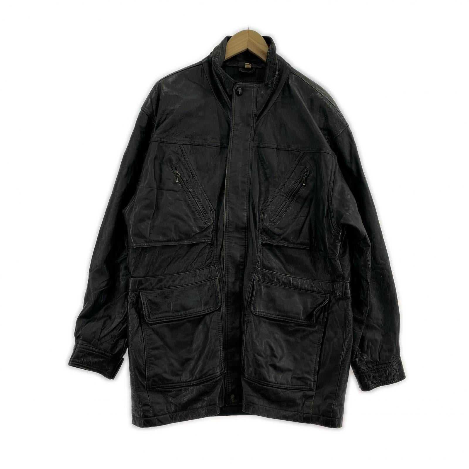 レザージャケット THE VALI COLLECTION レザーカーコート (M) 黒 M ブラック