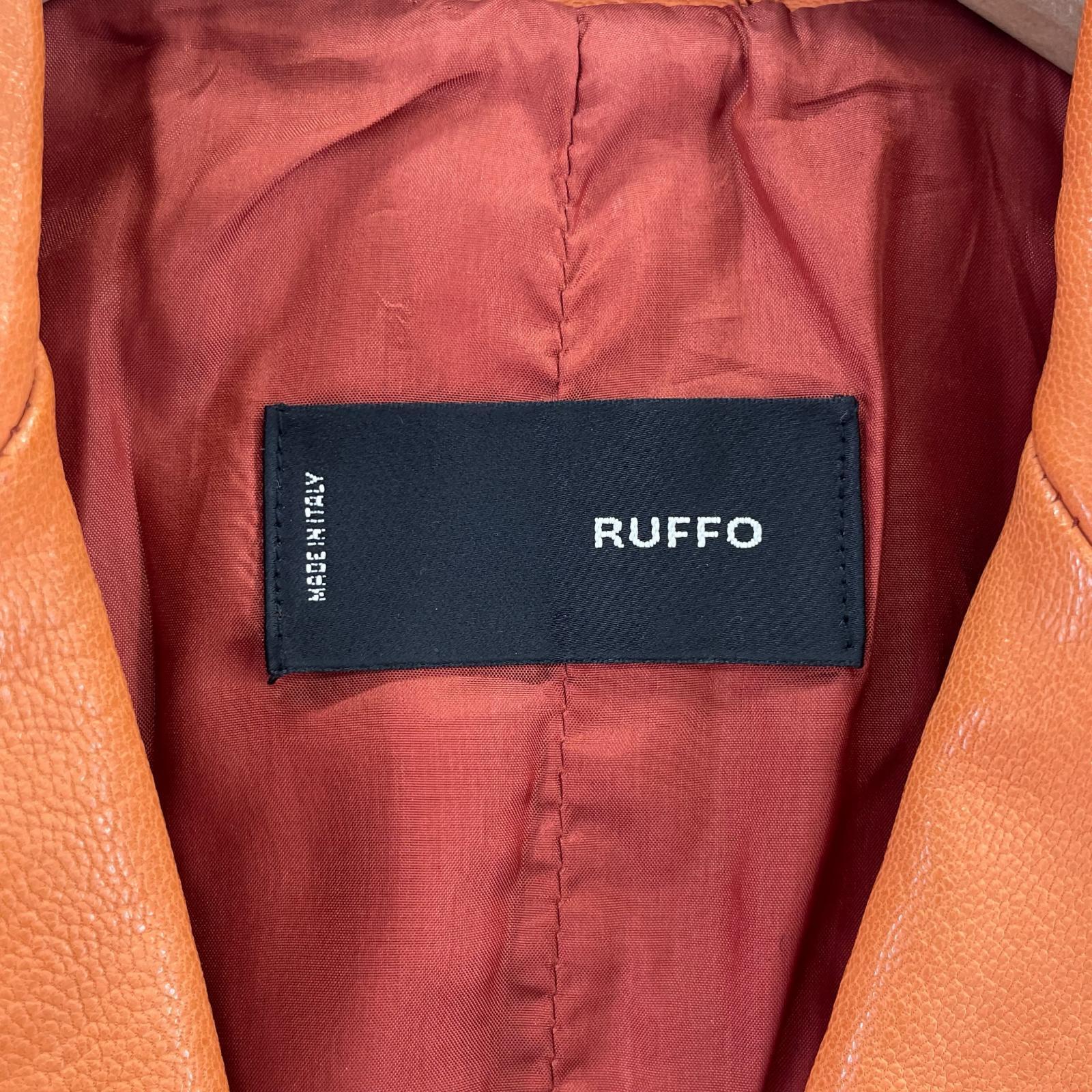 レザージャケット RUFFO イタリア製レザーコート オレンジ オレンジ