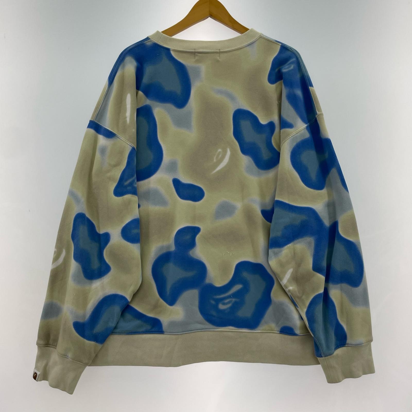 スウェット LIQUID CAMO BAPE STARELAXED FIT CREWNECK ベージュ