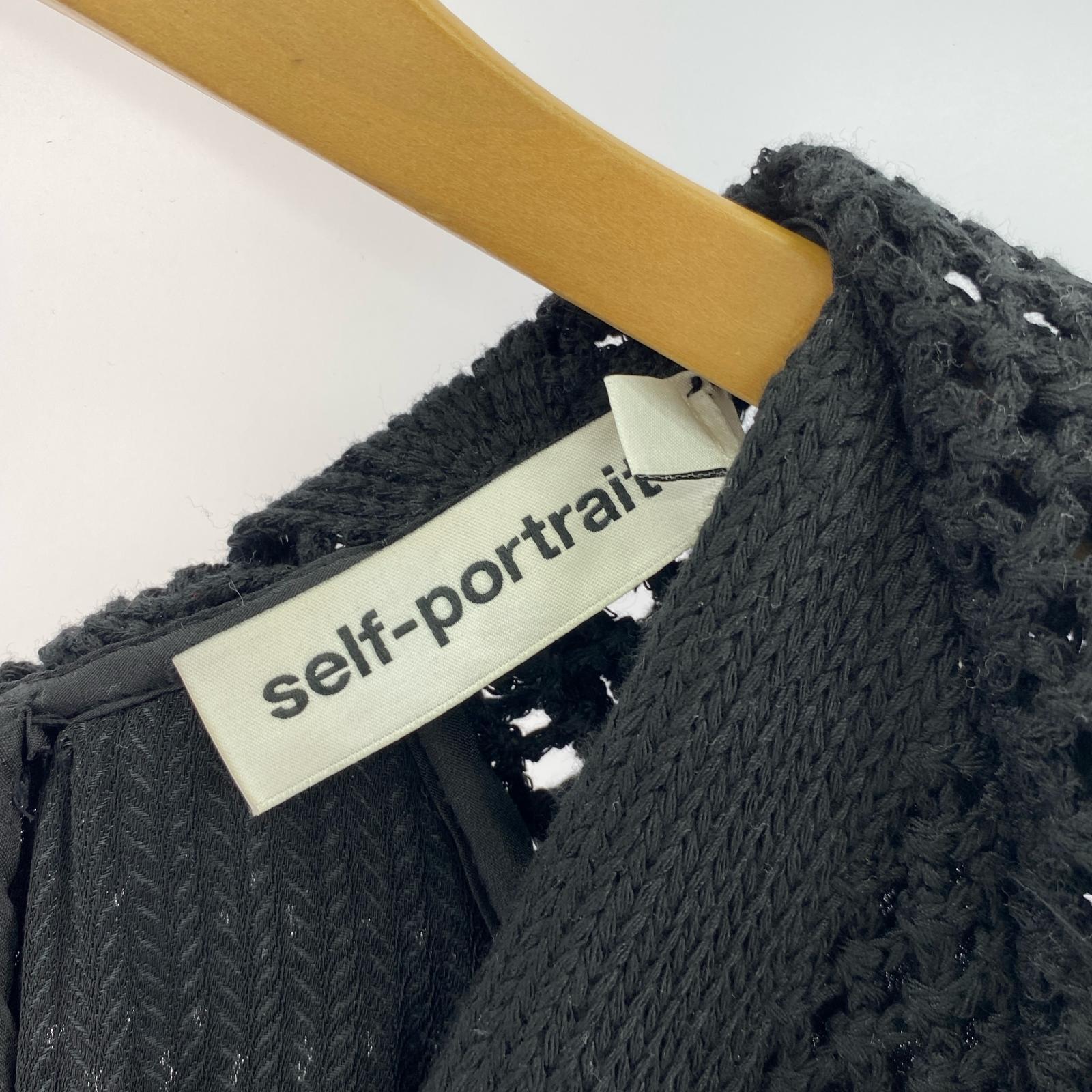 ワンピース self-portrait メッシュ ニットワンピース US4 ブラック ブラック