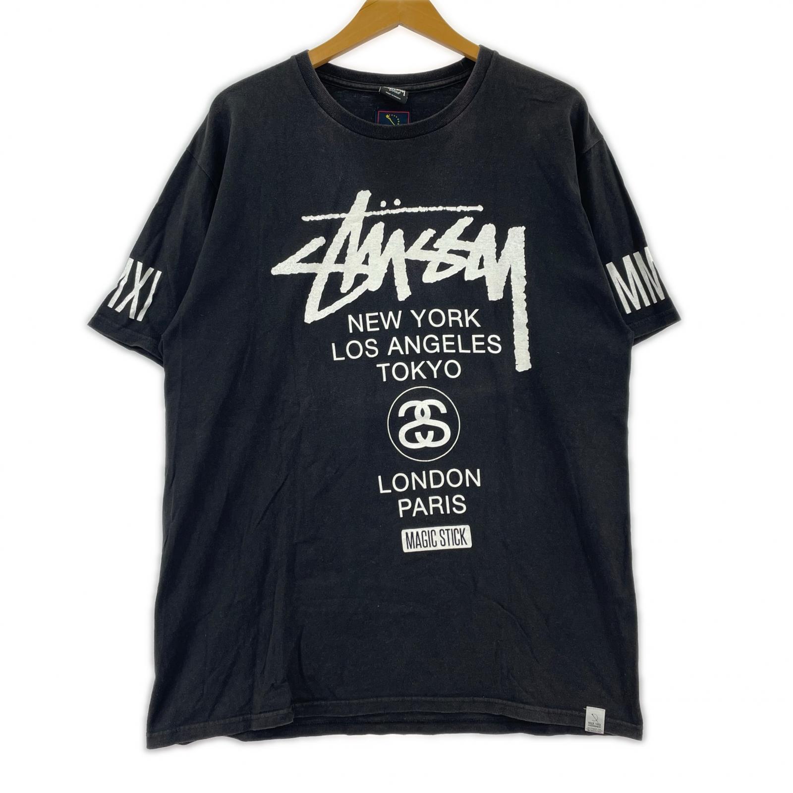 半袖Tシャツ STUSSY×MAGIC STICK 14SS 3周年記念 Tee 14SS-MSCLB-004 黒 (L) L ブラック