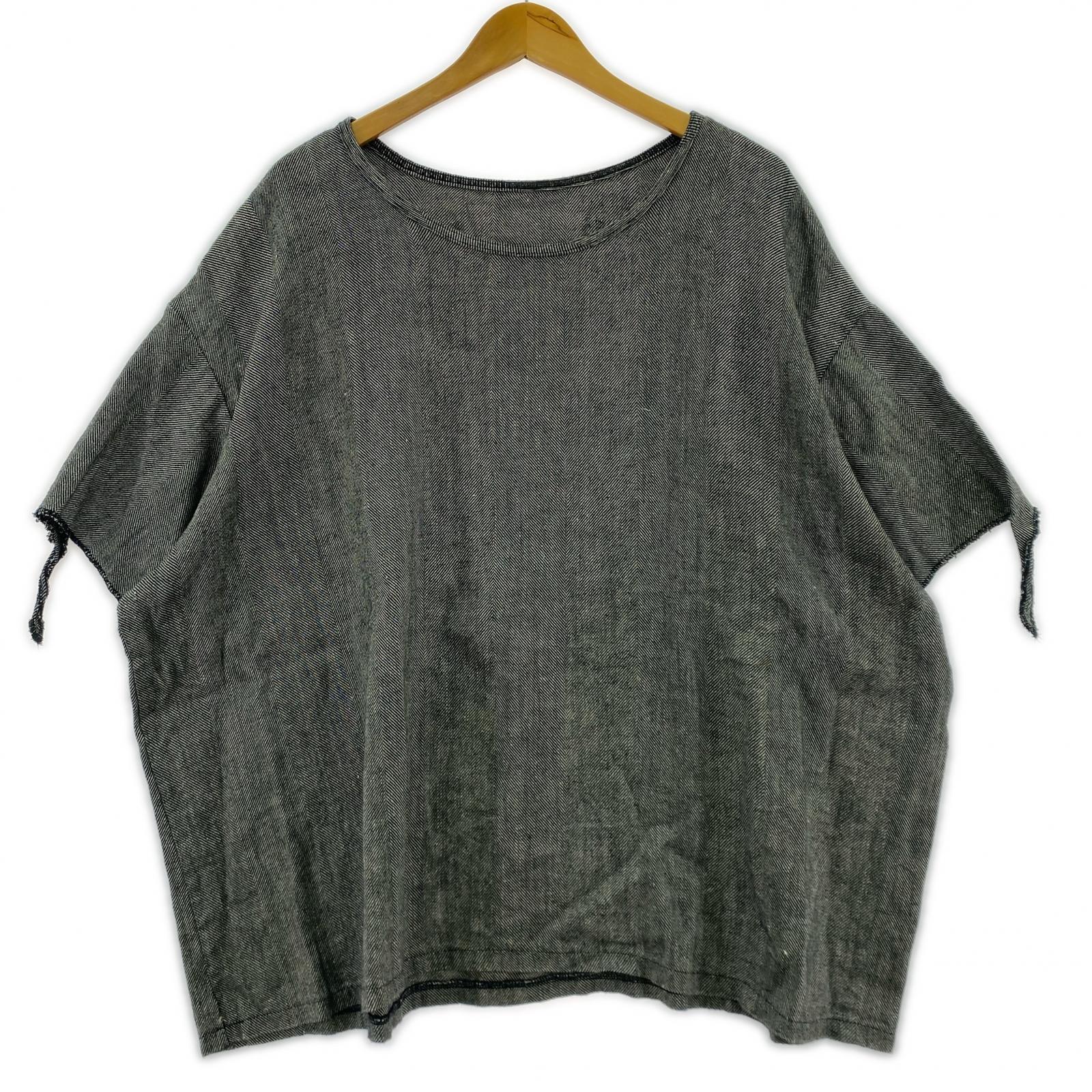 半袖Tシャツ my beautiful land let ヘリンボーンカットソー グレー (F) フリー ブラック