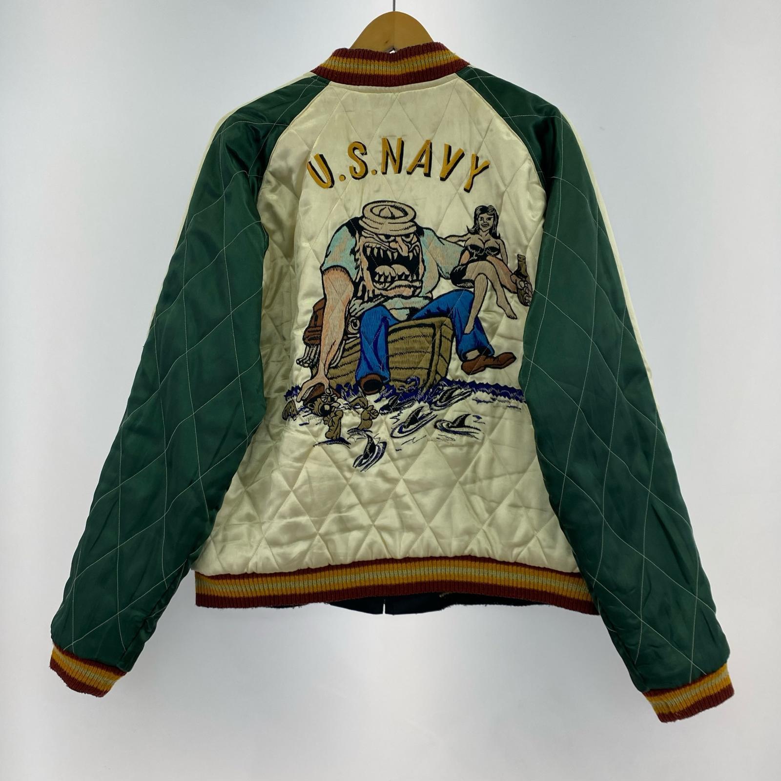 ジャケット スカジャン 髑髏×U.S.NAVY L L