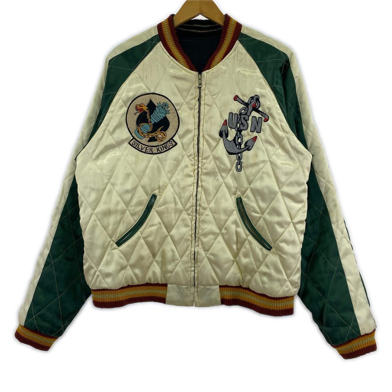 ジャケット スカジャン 髑髏×U.S.NAVY L L