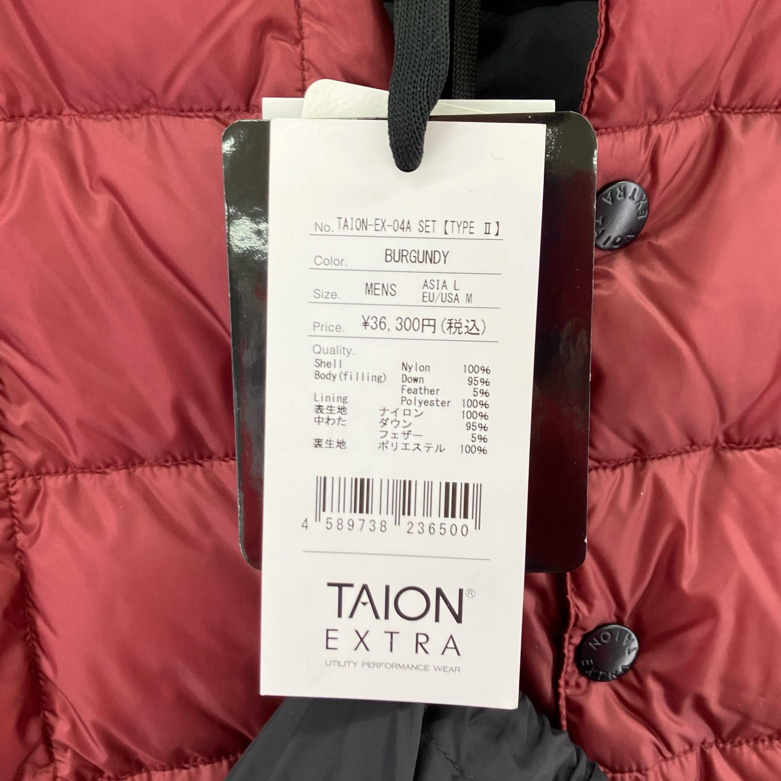 ダウンジャケット TAION CREW NECK INNER DOWN SET L ボルドー L