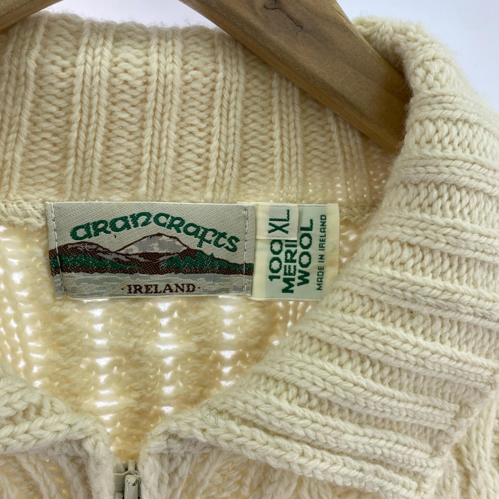 ニット aran crafts フィッシャーマン IRELAND製 白 ホワイト