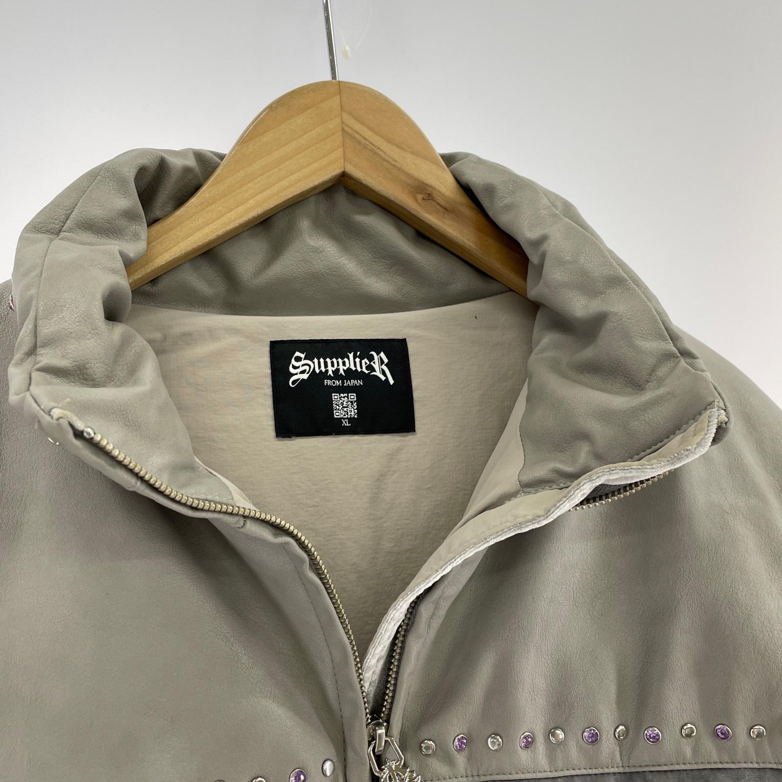 ダウンジャケット SUPPLIER STUDS VELOUR PUFFER XL グレー