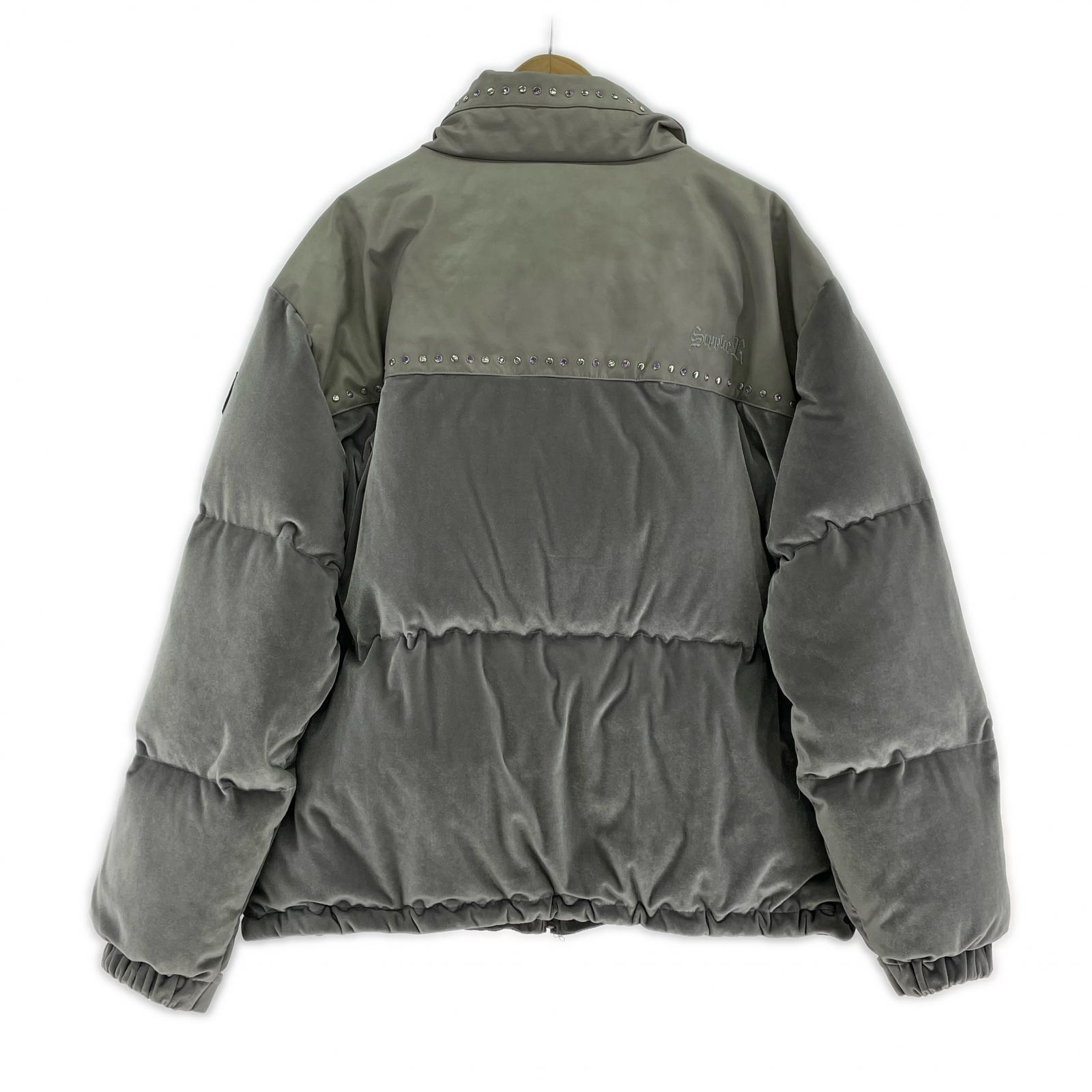 ダウンジャケット SUPPLIER STUDS VELOUR PUFFER XL グレー