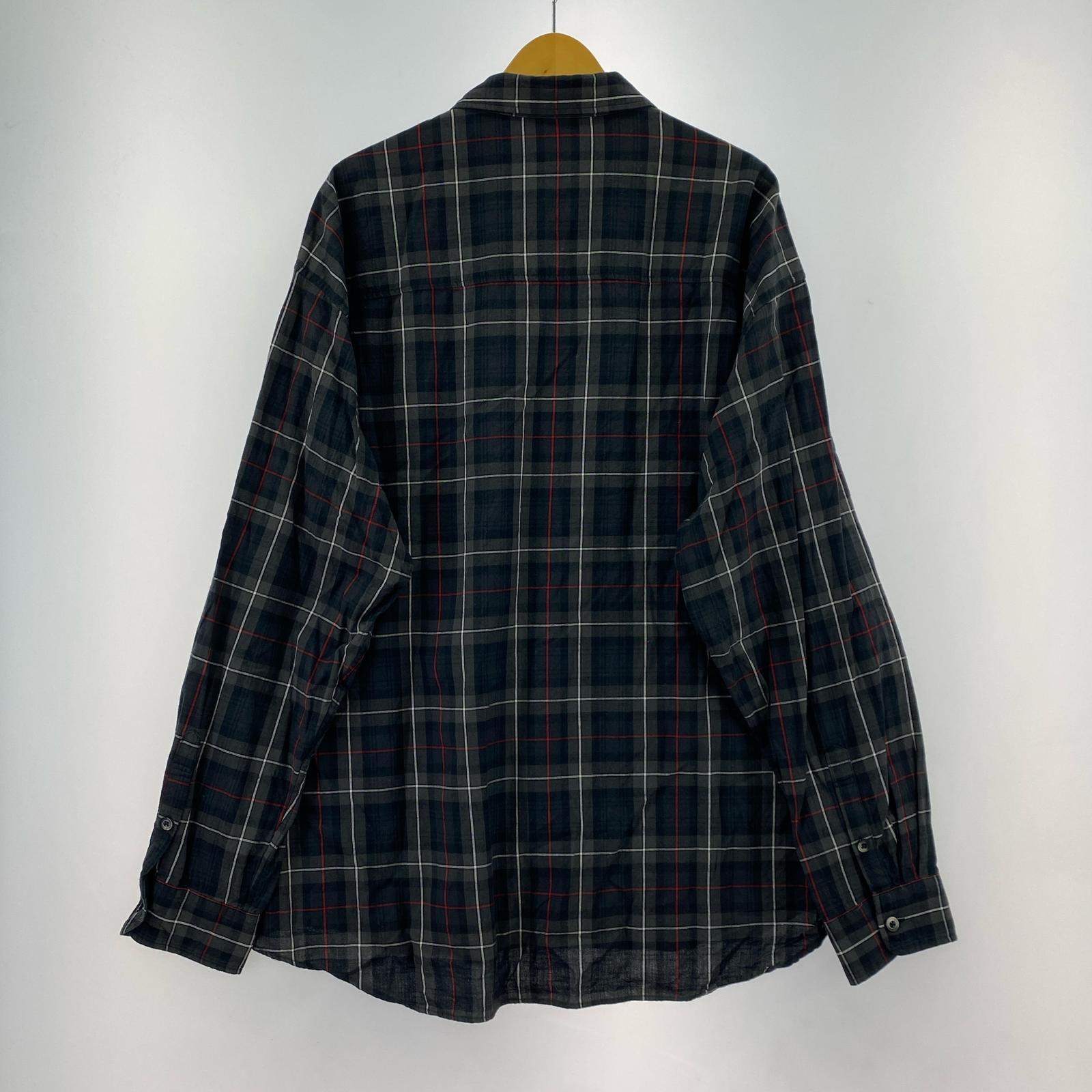 長袖シャツ タータンチェックシャツ ブラック(XL)