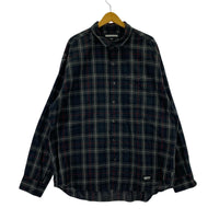 長袖シャツ タータンチェックシャツ ブラック(XL)