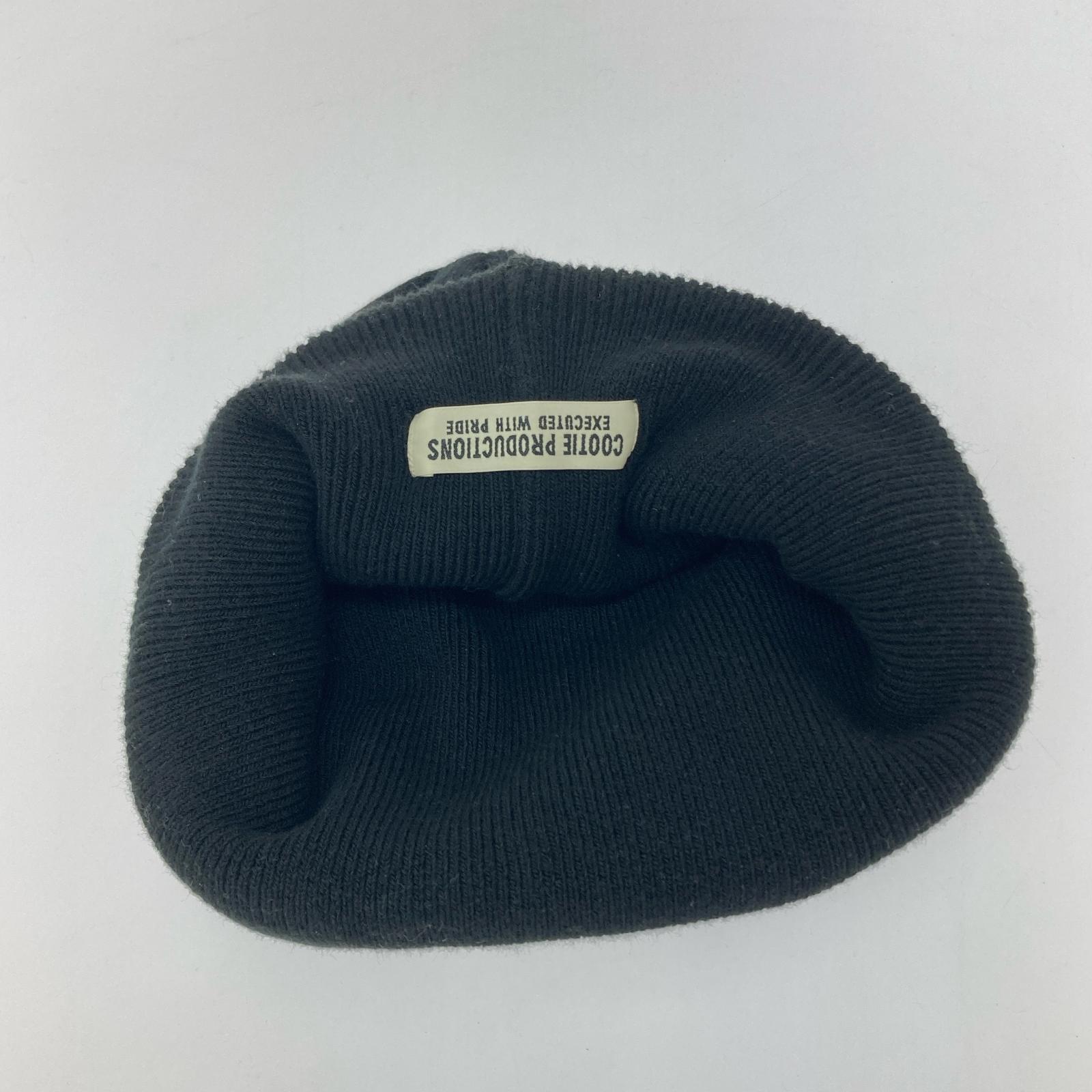 ニットキャップ Embroidery Dry Tech Big Cuffed Beanie ブラック