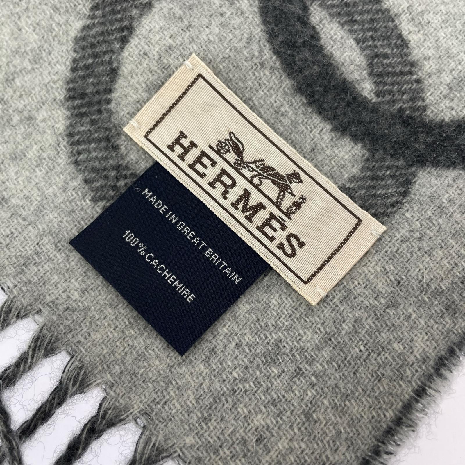 HERMES エニー・モール カシミヤ100% マフラー グレー