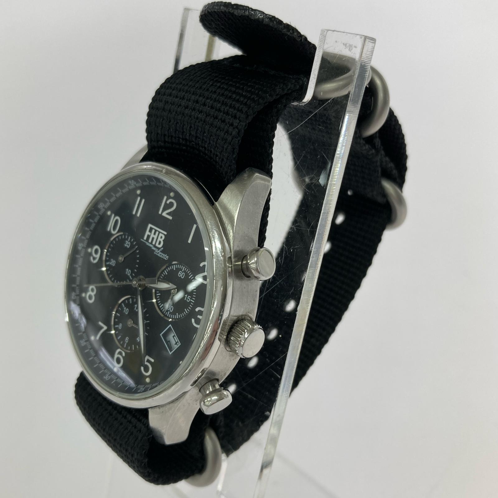 腕時計 FHB Ref.F-404 クロノグラフ アナログ腕時計 ブラック