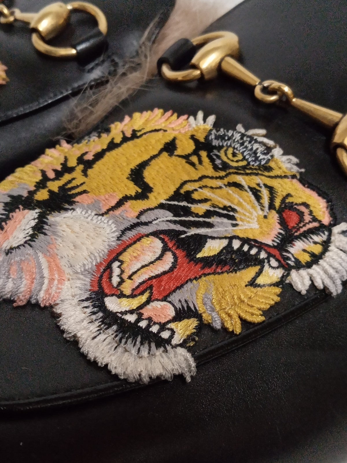 GUCCI ホースビット レザーミュール タイガー刺繍