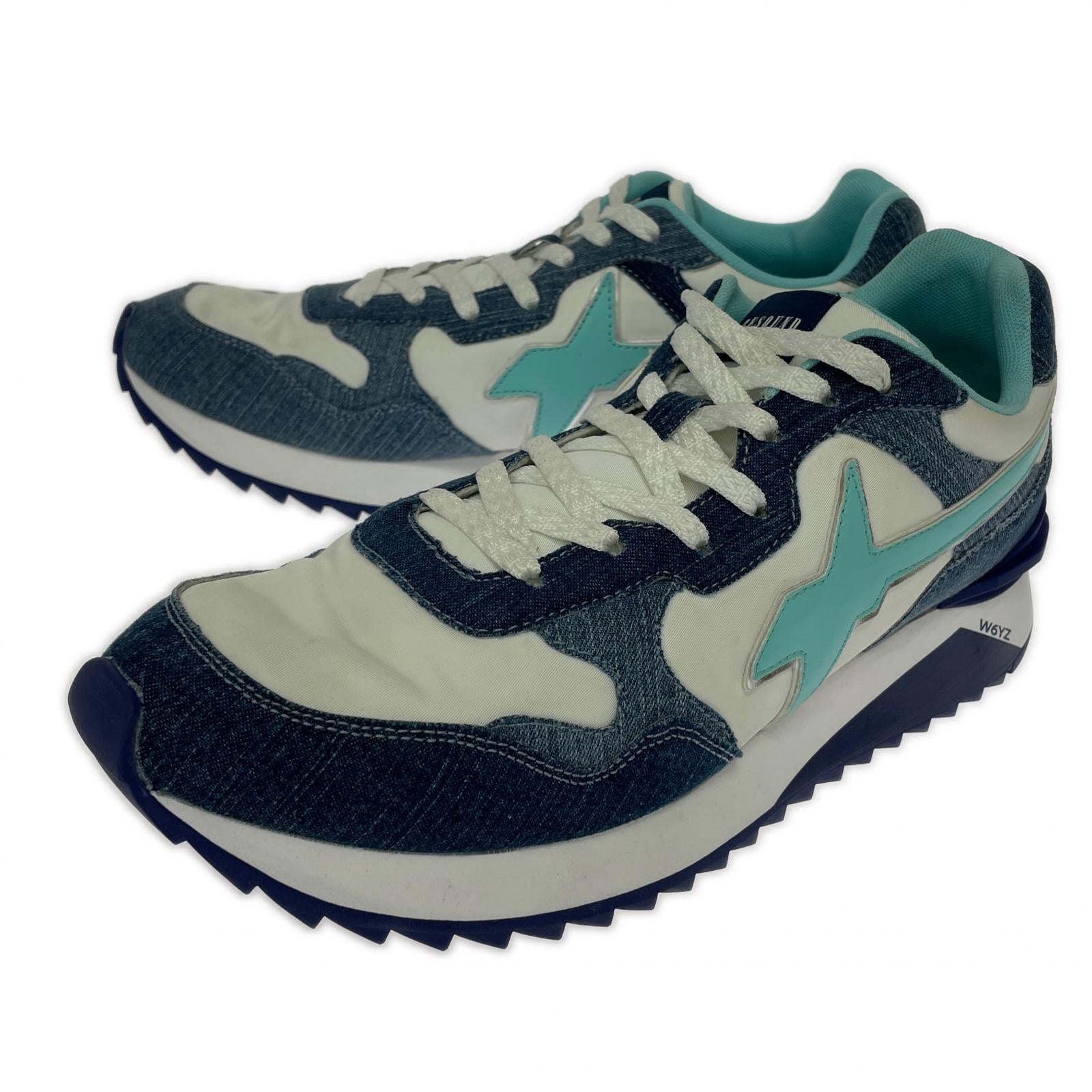 スニーカー RESOUND CLOTHING ×W6YZ YAK-M. デニム切替 ローカットスニーカー 45 ブルー系 27.5cm (US9 1/2 UK9 EU45)