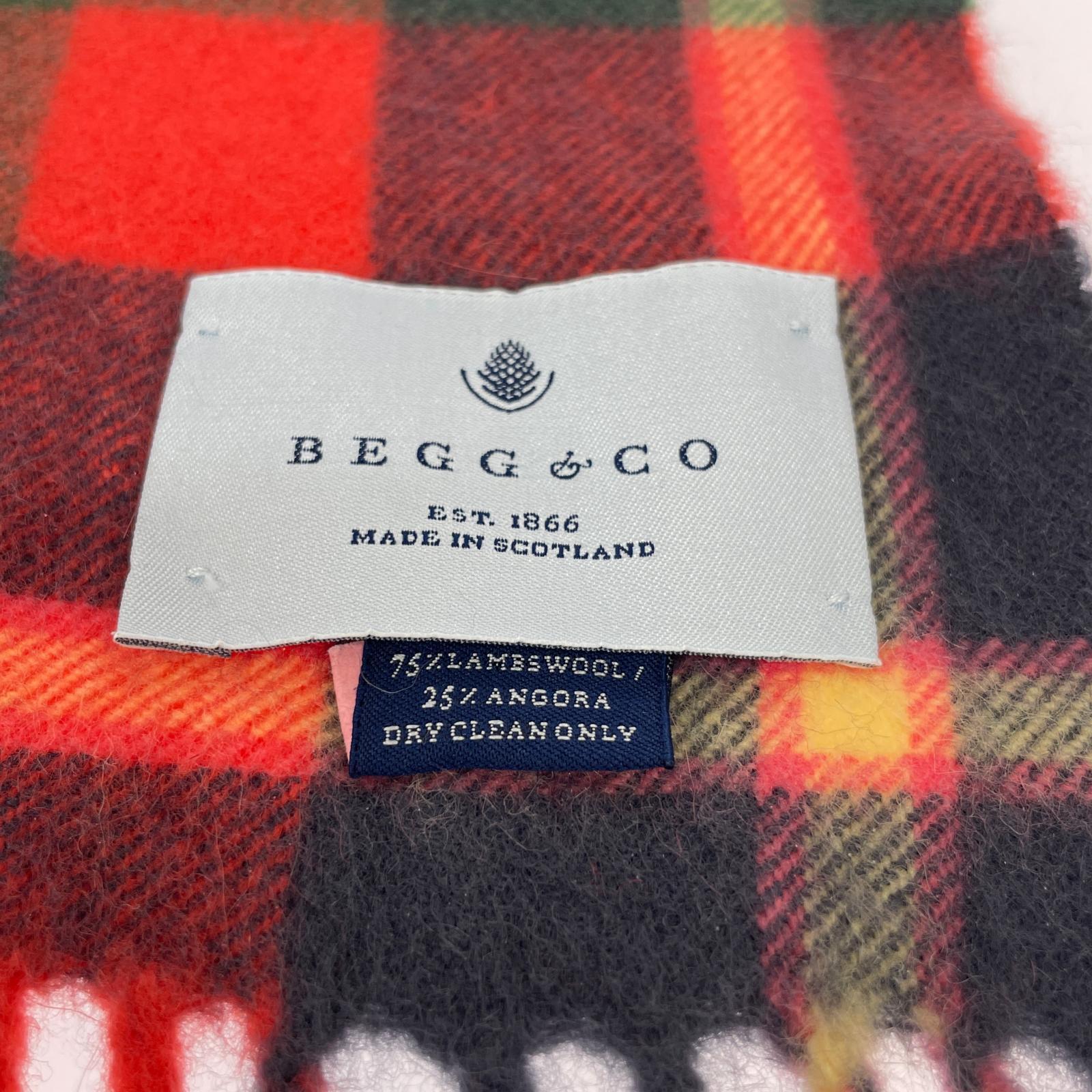 その他アクセサリー Begg&Co/アンゴラ混チェックストール/赤×緑
