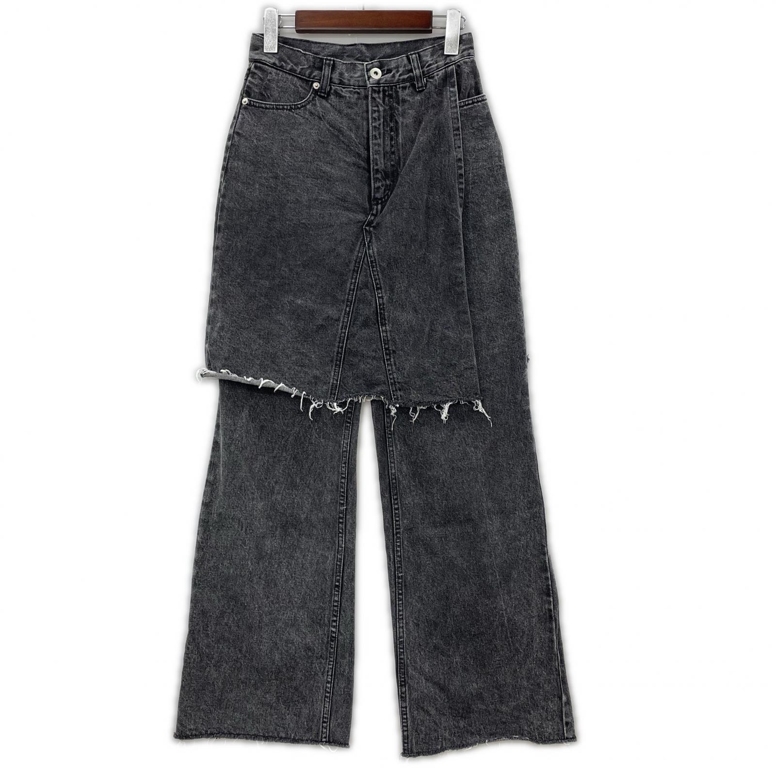 デニムパンツ Layered Wrap Denim Pants 36 ブラック