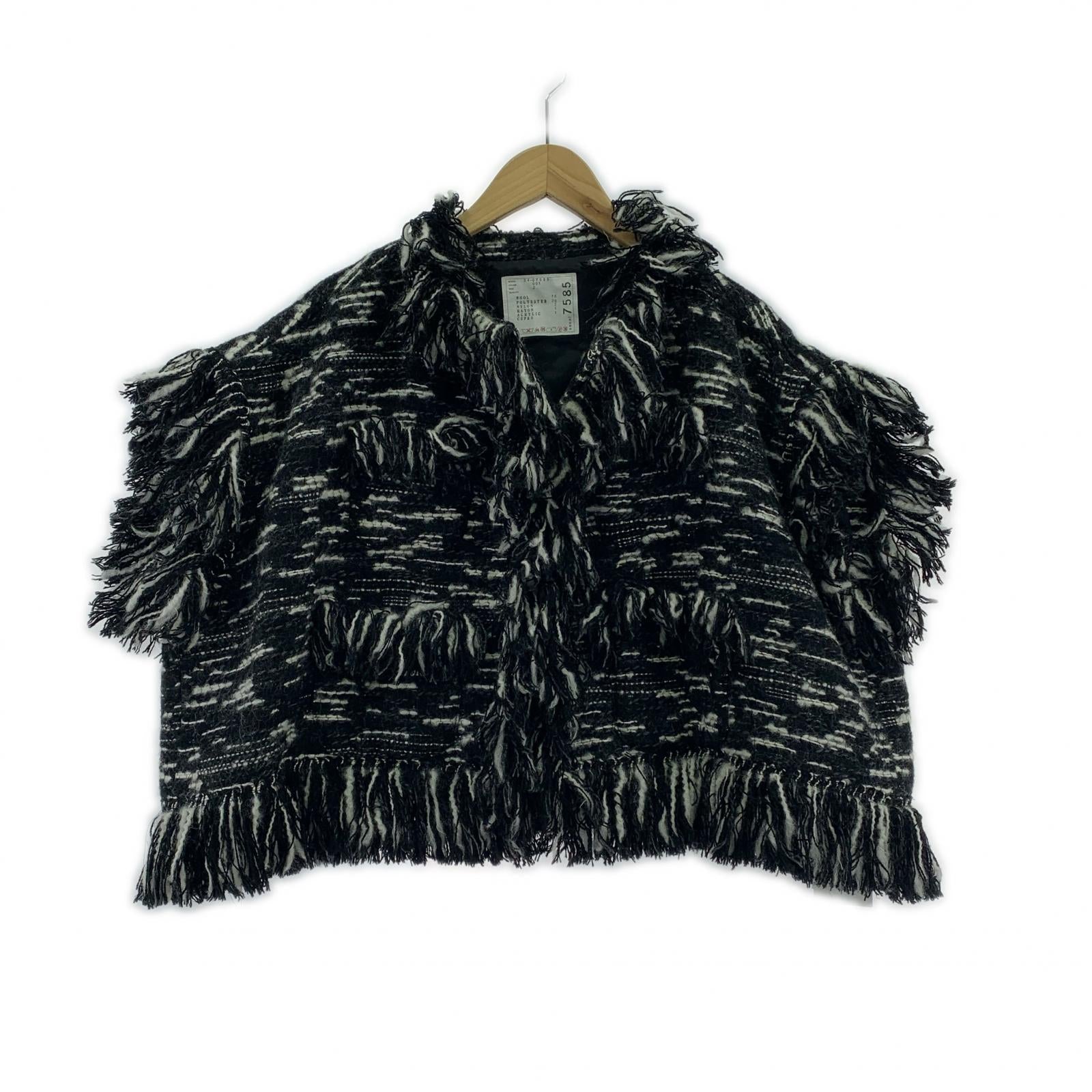 ジャケット 24AW フリンジ ツイードベスト 黒 2