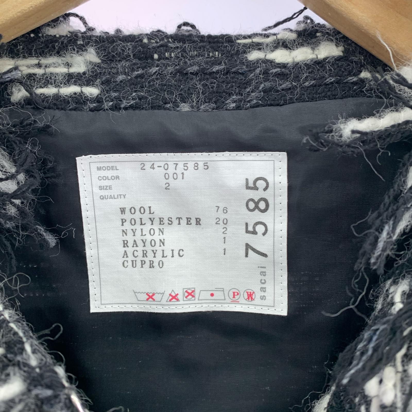 ジャケット 24AW フリンジ ツイードベスト 黒 2