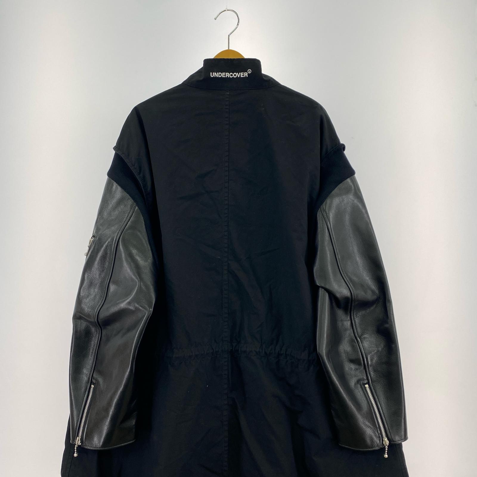 ミリタリージャケット 24AW レザースリーブ モッズコート 3 3 ブラック