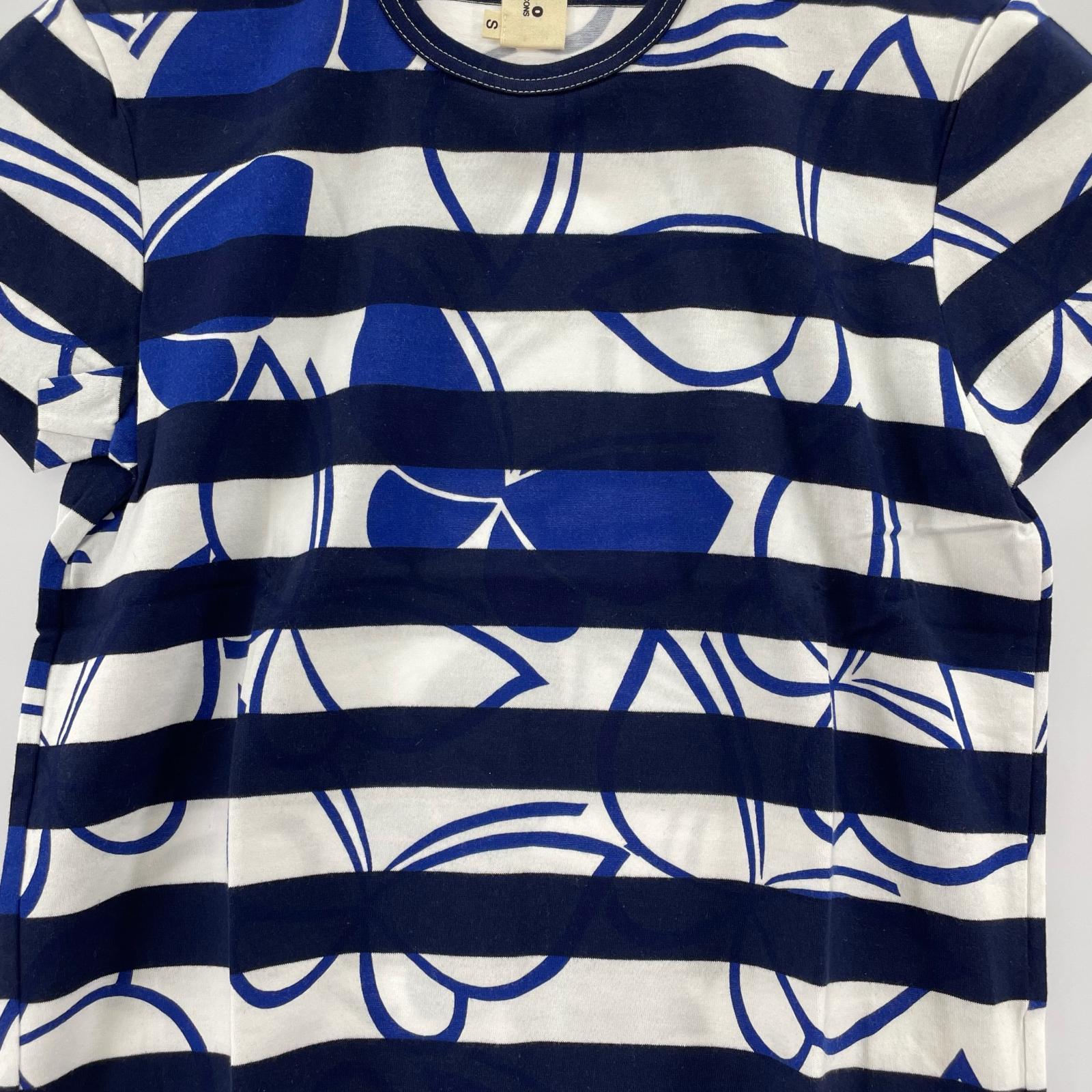 半袖Tシャツ バタフライ ボーダー 紺白 (S) S