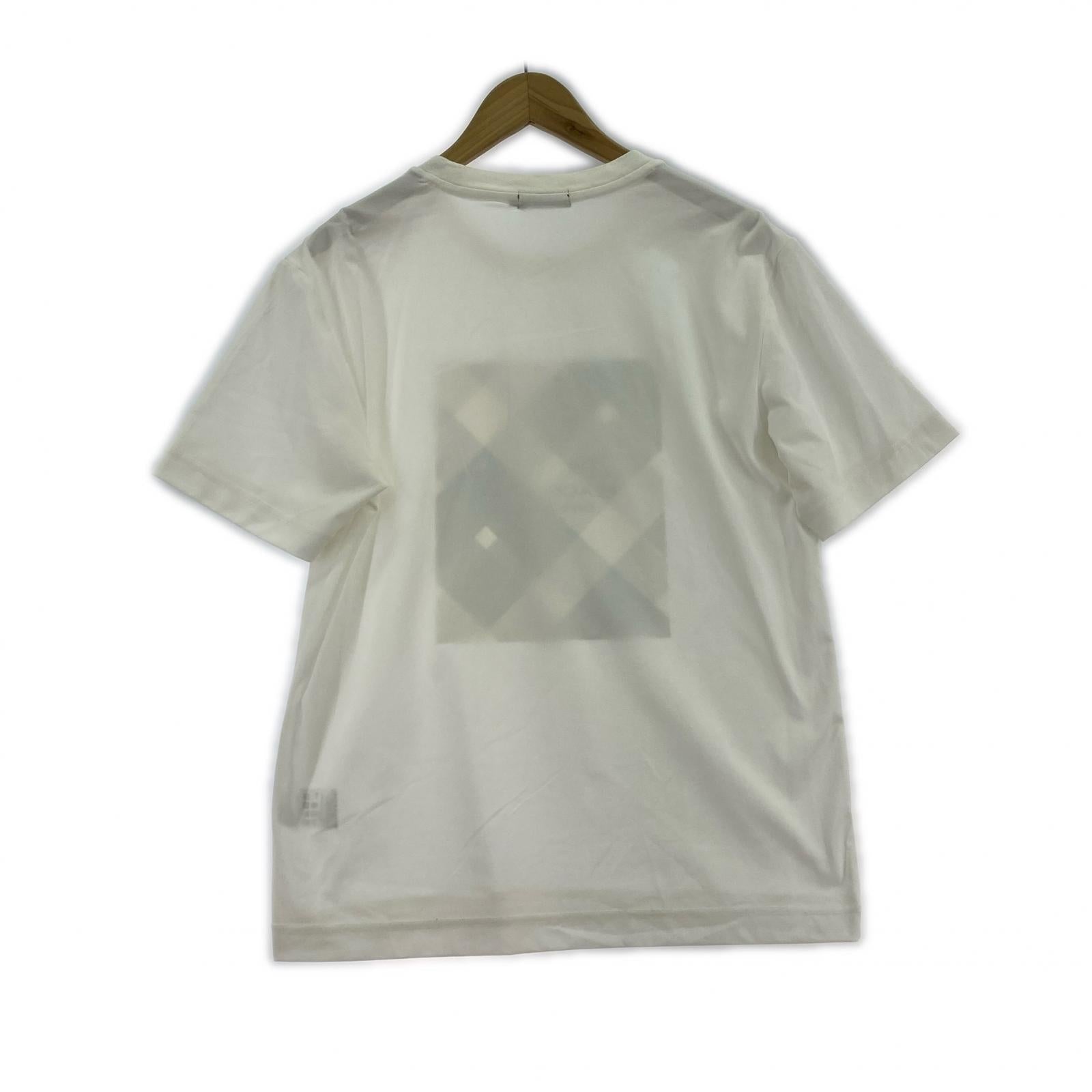 半袖Tシャツ フロントロゴ チェック 白 (M) M ホワイト