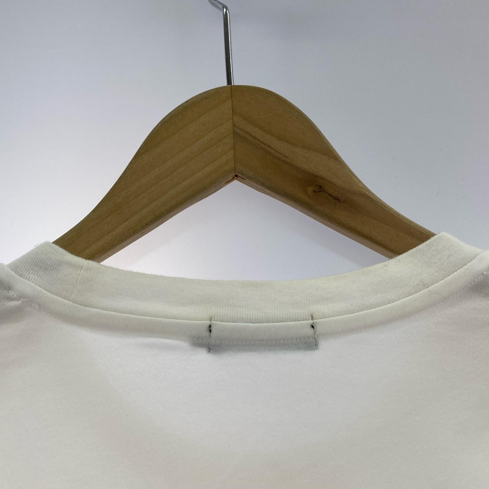 半袖Tシャツ フロントロゴ チェック 白 (M) M ホワイト
