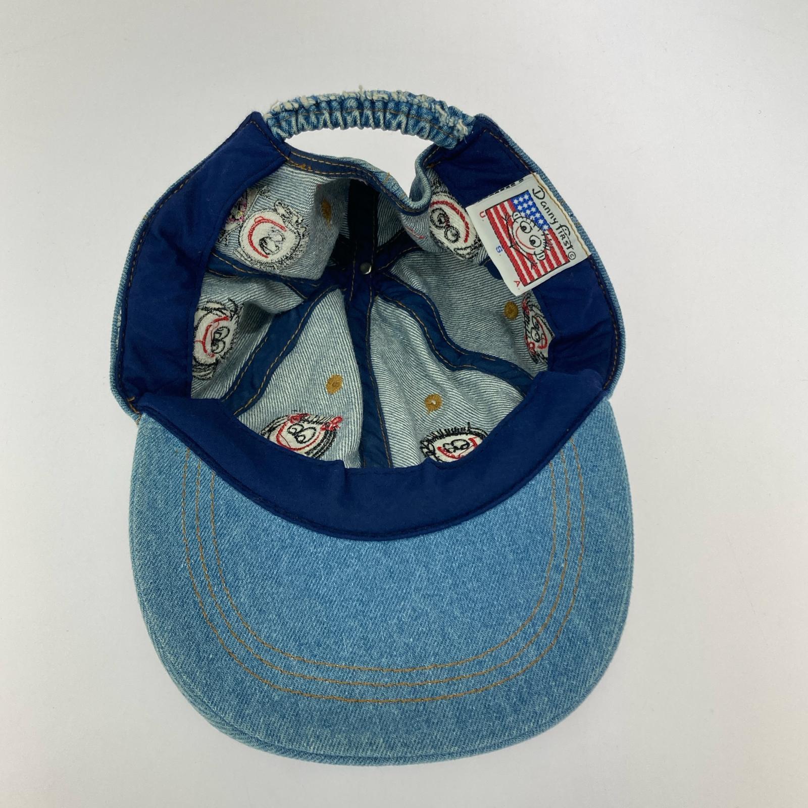 キャップ 90s USA製 Danny First 刺繍デニムキャップ ブルー