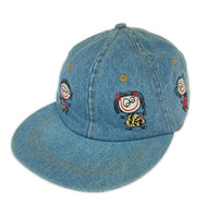 キャップ 90s USA製 Danny First 刺繍デニムキャップ ブルー