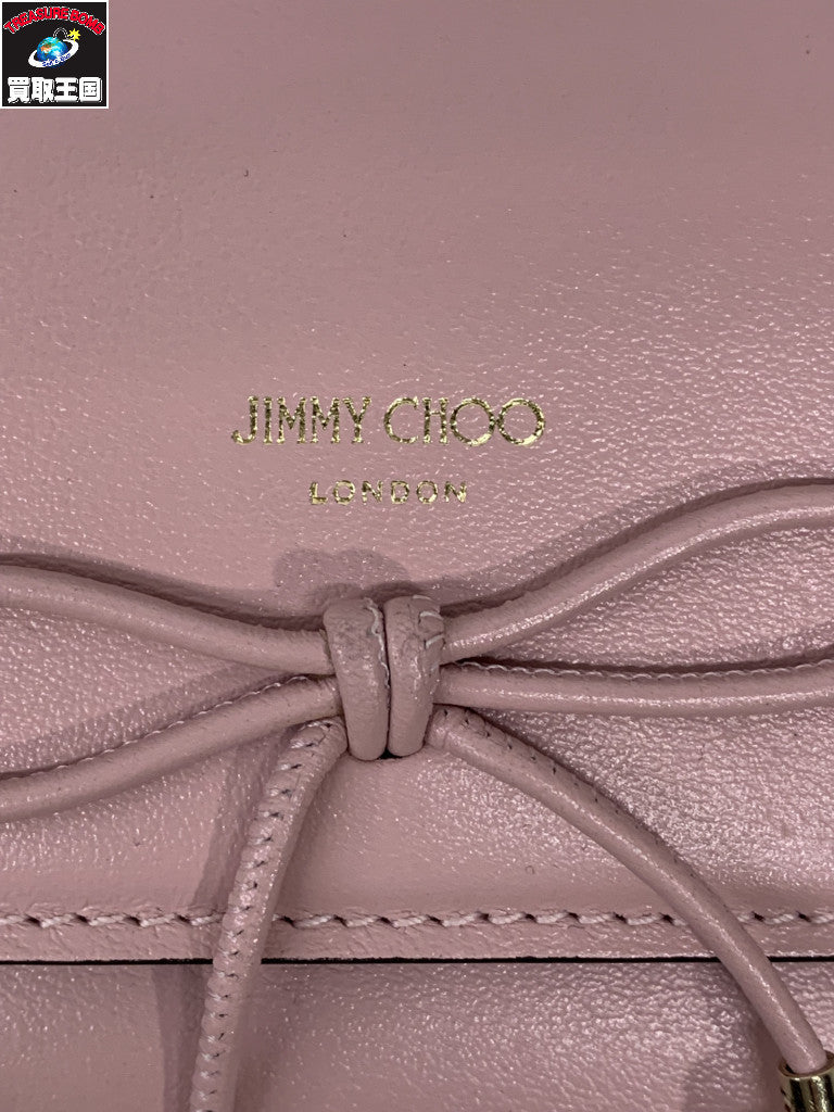JIMMY CHOO マリンダ rose レザーウォレット ピンク