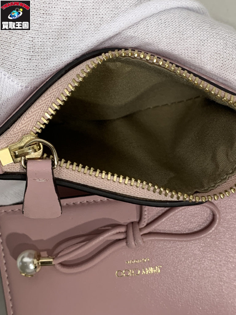 JIMMY CHOO マリンダ rose レザーウォレット ピンク