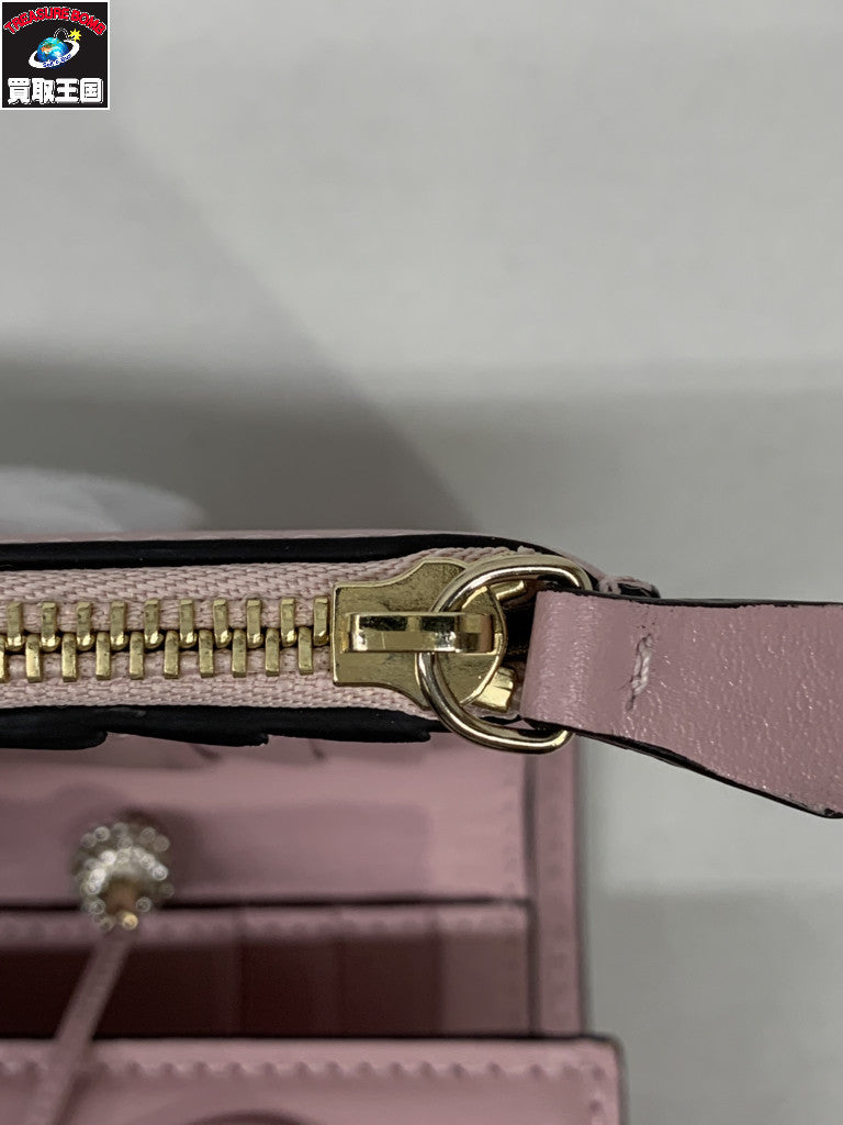 JIMMY CHOO マリンダ rose レザーウォレット ピンク