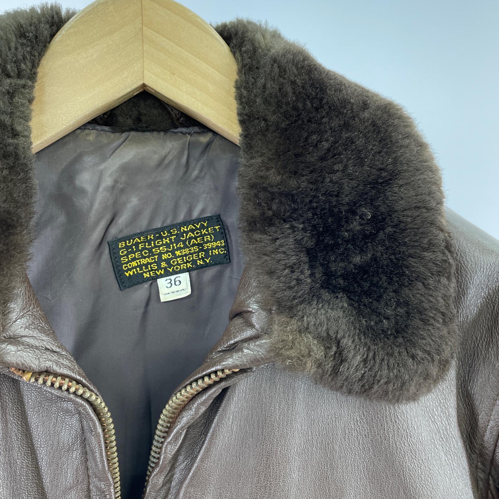 レザージャケット Willis&Geiger G-1 80s復刻 55J14 (36) 茶 36 ブラウン