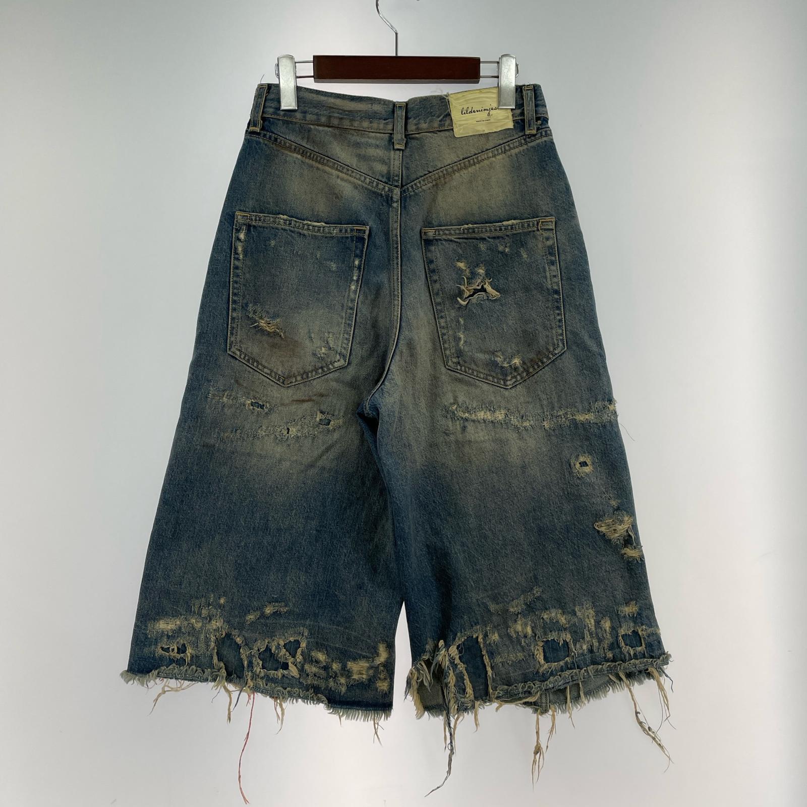ショートパンツ lildenimjean Lil Repaired Shorts 加工デニムショーツ 28 インディゴ 28 ブルー