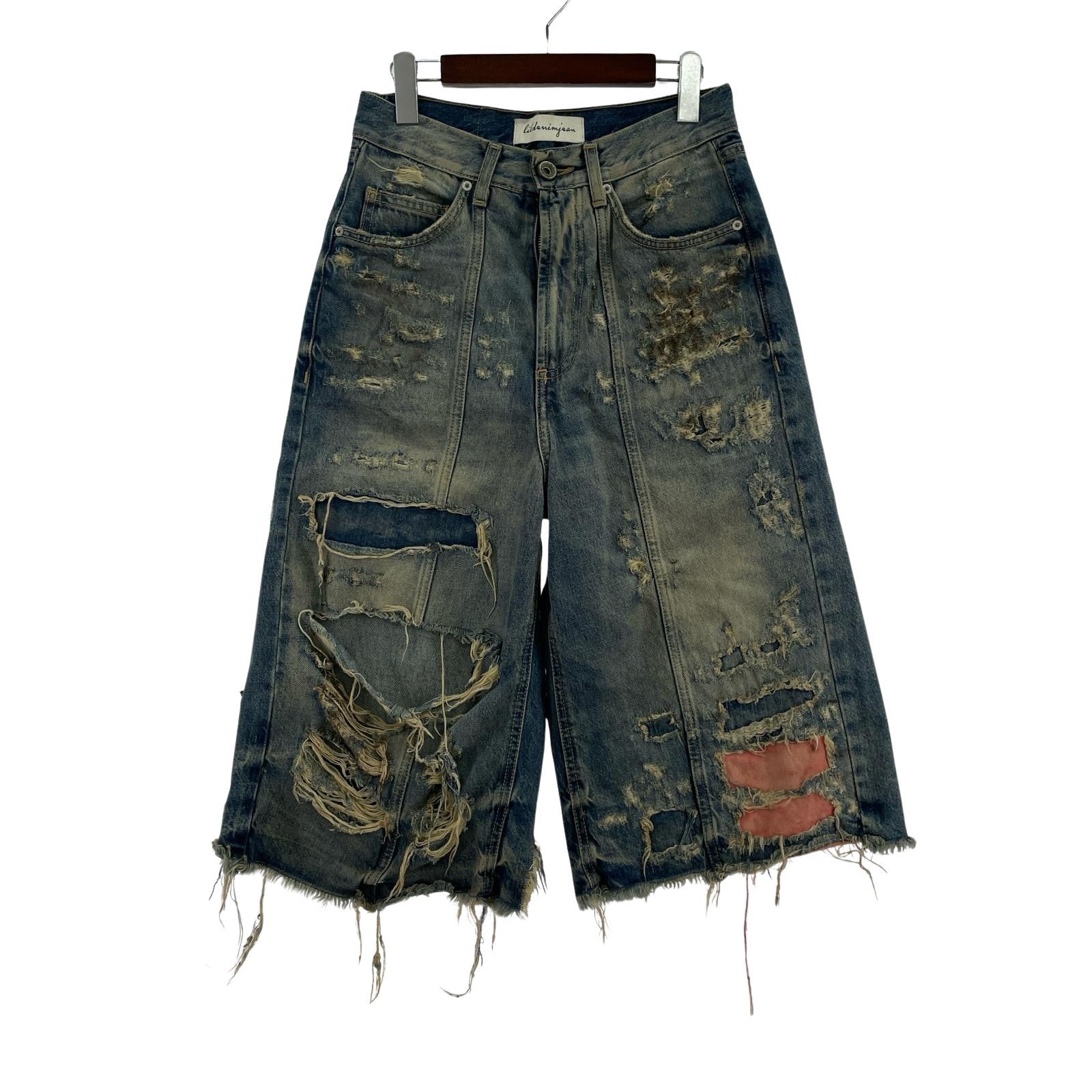 ショートパンツ lildenimjean Lil Repaired Shorts 加工デニムショーツ 28 インディゴ 28 ブルー