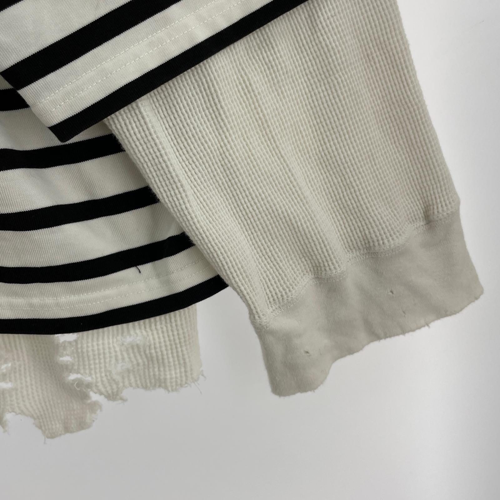 長袖Tシャツ ANCELLM 25SS ANCELLM BORDER LAYERED LS SHIRT レイヤードバスクシャツ 1 ホワイト×ブラック 1