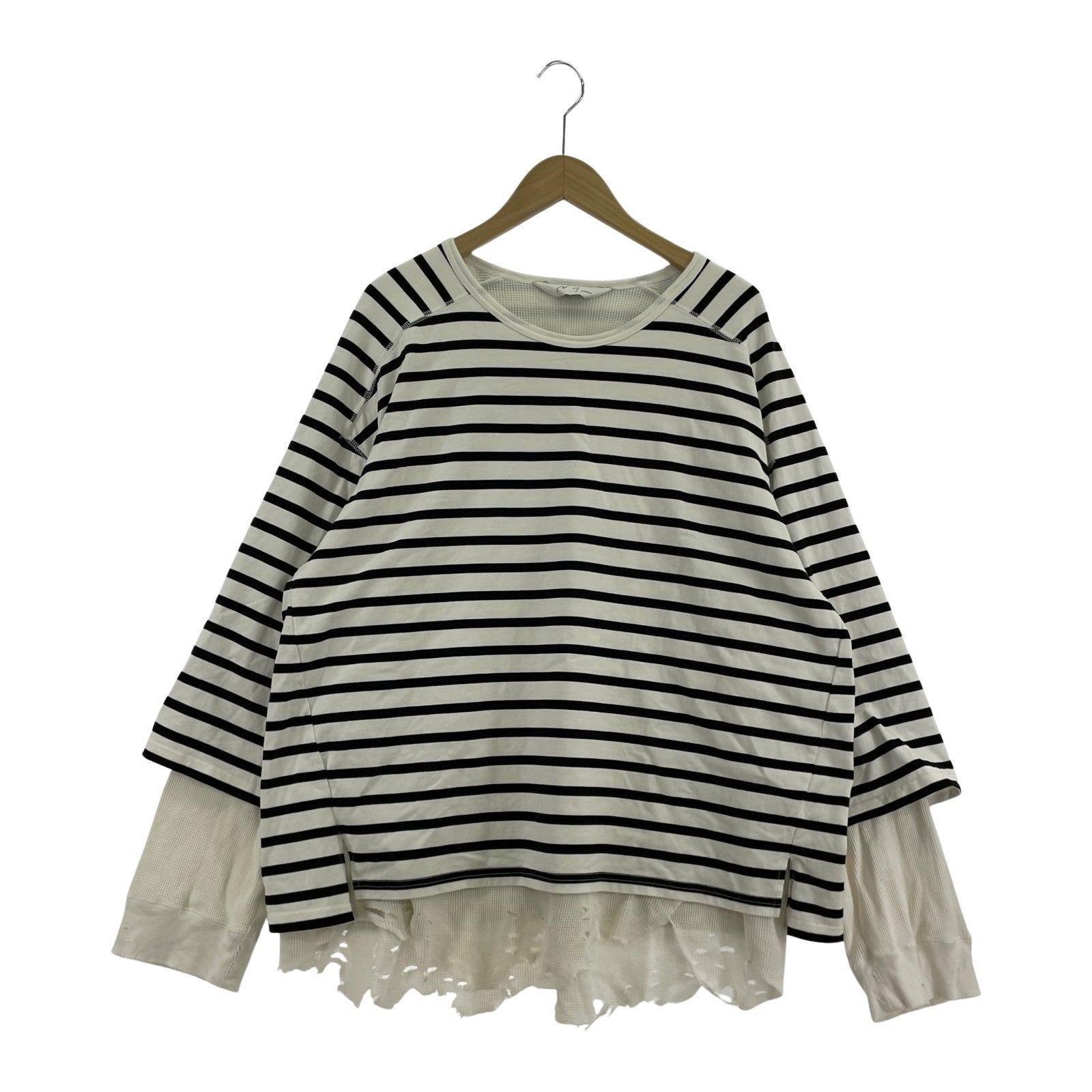 長袖Tシャツ ANCELLM 25SS ANCELLM BORDER LAYERED LS SHIRT レイヤードバスクシャツ 1 ホワイト×ブラック 1
