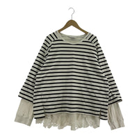 長袖Tシャツ ANCELLM 25SS ANCELLM BORDER LAYERED LS SHIRT レイヤードバスクシャツ 1 ホワイト×ブラック 1
