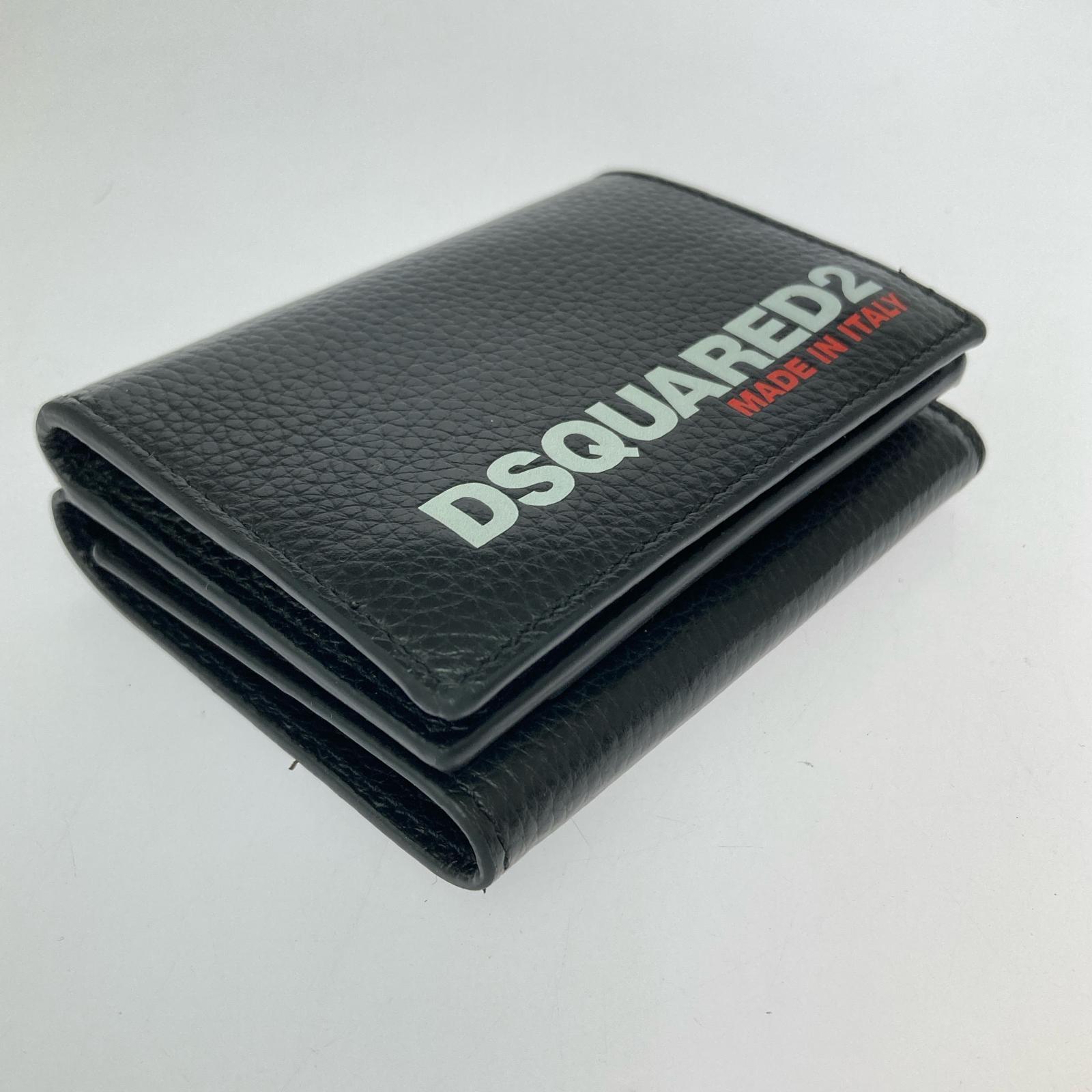 コンパクトウォレット DSQUARED2 三つ折りレザーウォレット ブラック ブラック