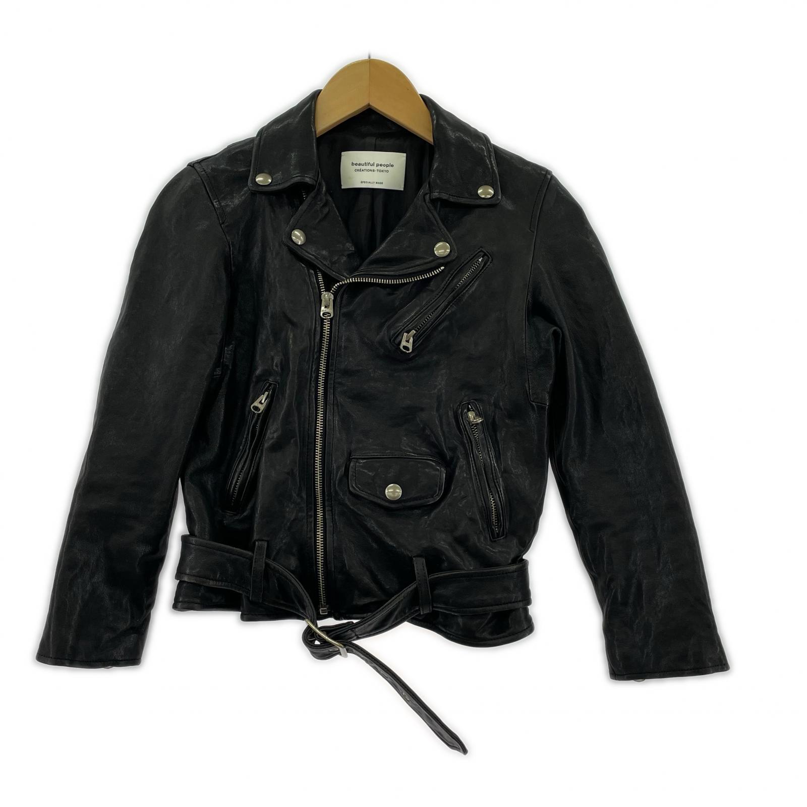 ライダースジャケット shrink leather riders jacket/130/BLK ブラック