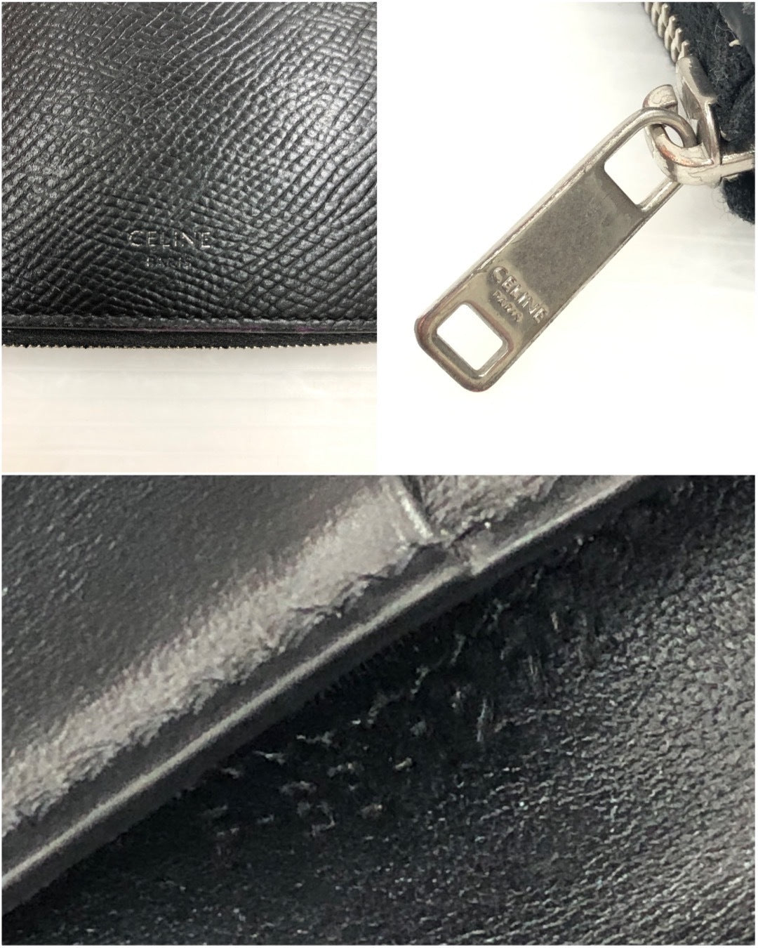 CELINE/ジップドバイフォールドウォレット/BLK