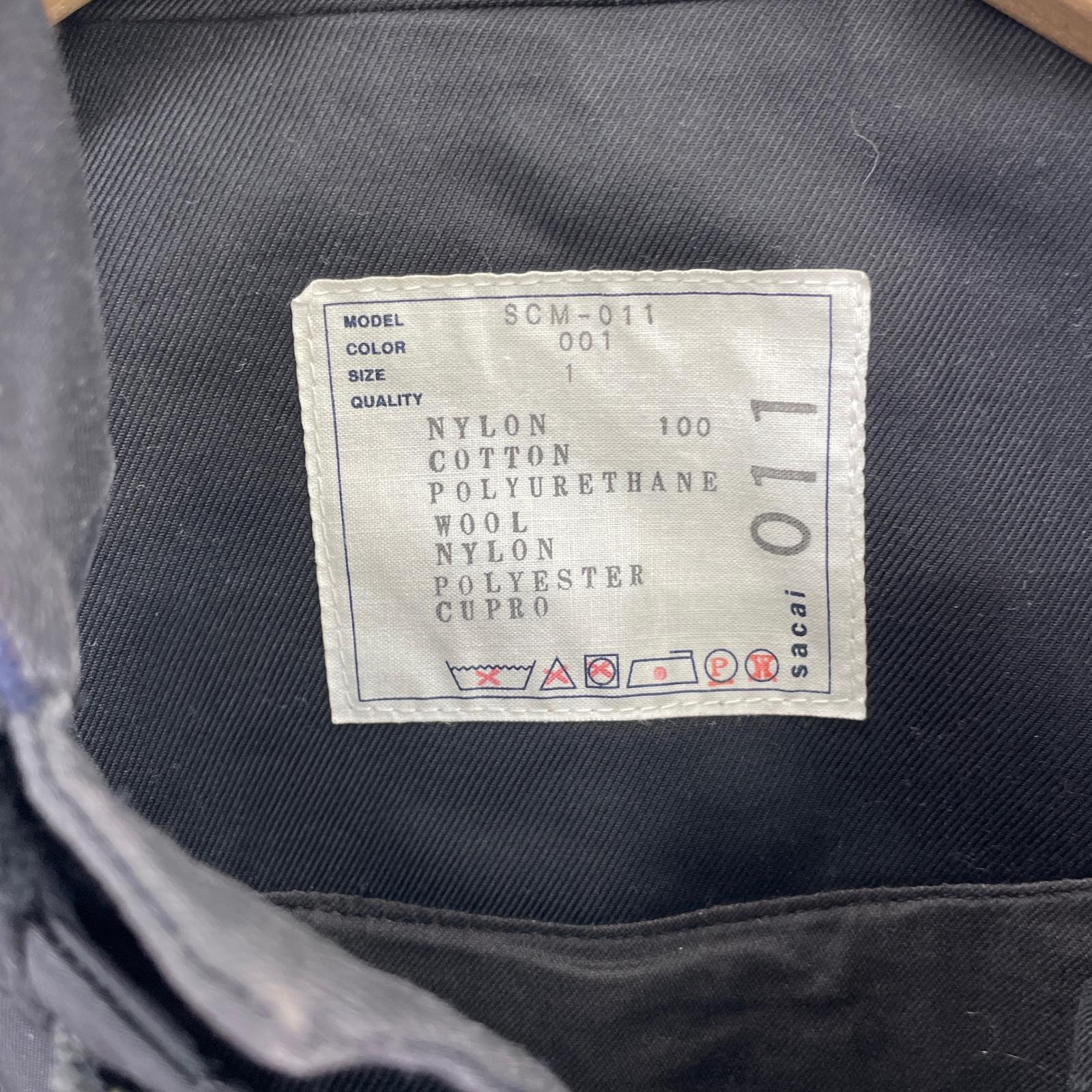 ジャケット Sacai MA-1×ブレザー ハイブリッドブルゾン 黒×紺 1 ブラック